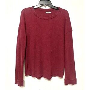 Faherty Long Sleeve Waffle Long Sleeve Maroon Shirt Large